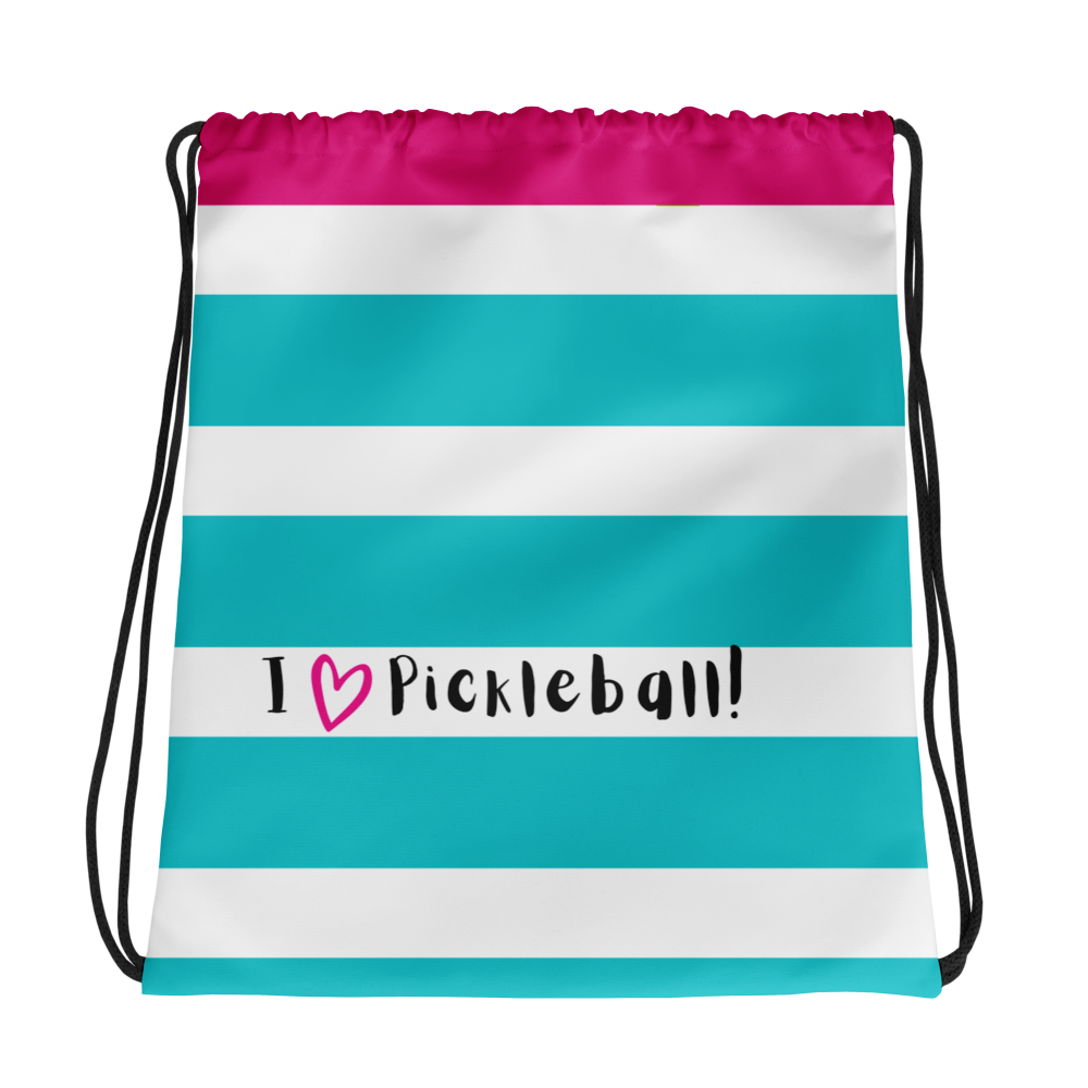 I Love Pickleball Drawstring Bag by Dizzy Pickle