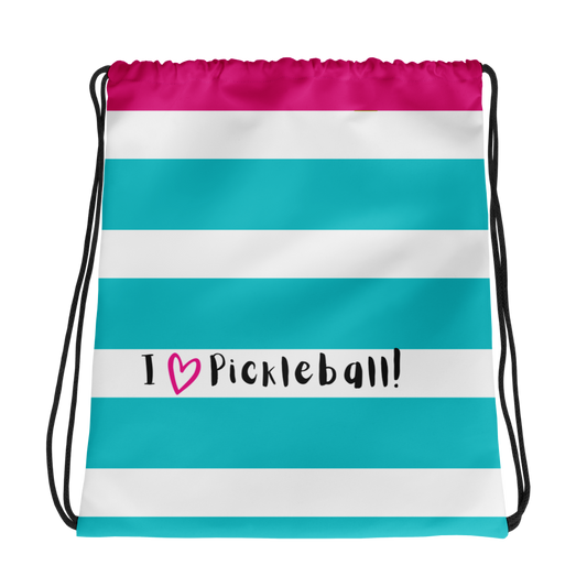 I Love Pickleball Drawstring Bag by Dizzy Pickle