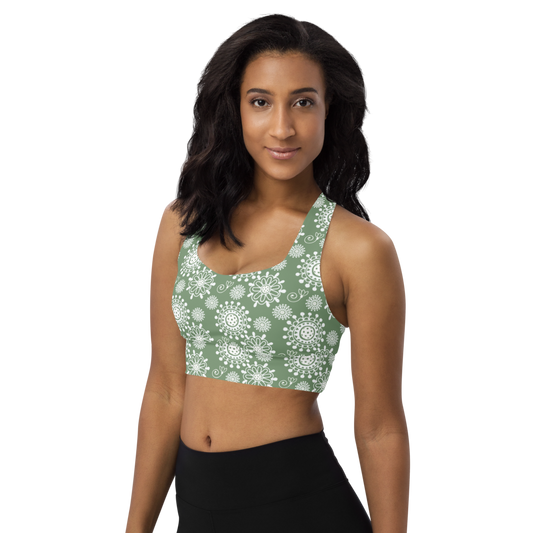 Dizzy Pickle Coming Up Daisies Sage White Women's Pickleball Longline Sports Bra