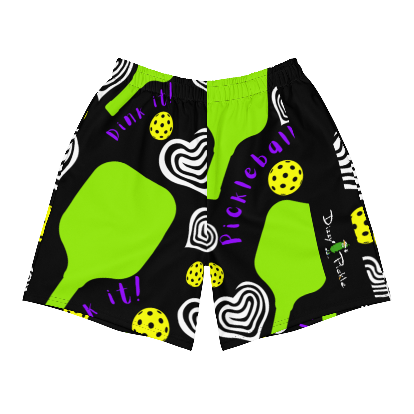 Dinking Diva Hearts - Black - Women's Athletic Long Shorts by Dizzy Pickle