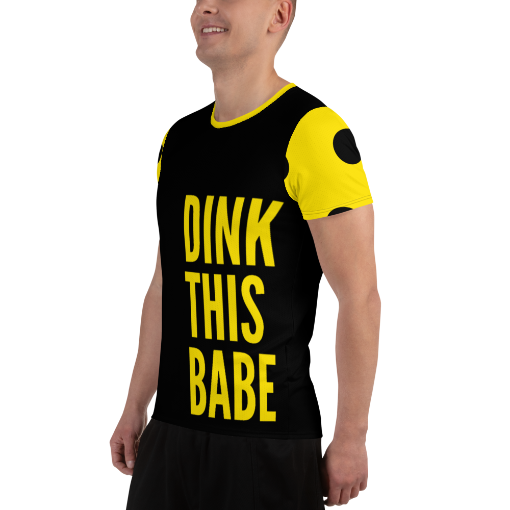 Dink This Babe Athletic Pickleball T-Shirt Yellow on Black