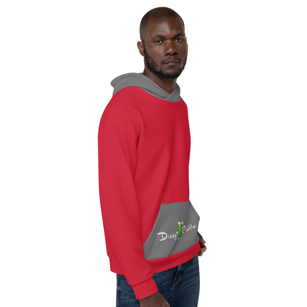 Dizzy Pickle DZY P CLassic UN3 Men's Pickleball Hoodie with Pocket Red Gray
