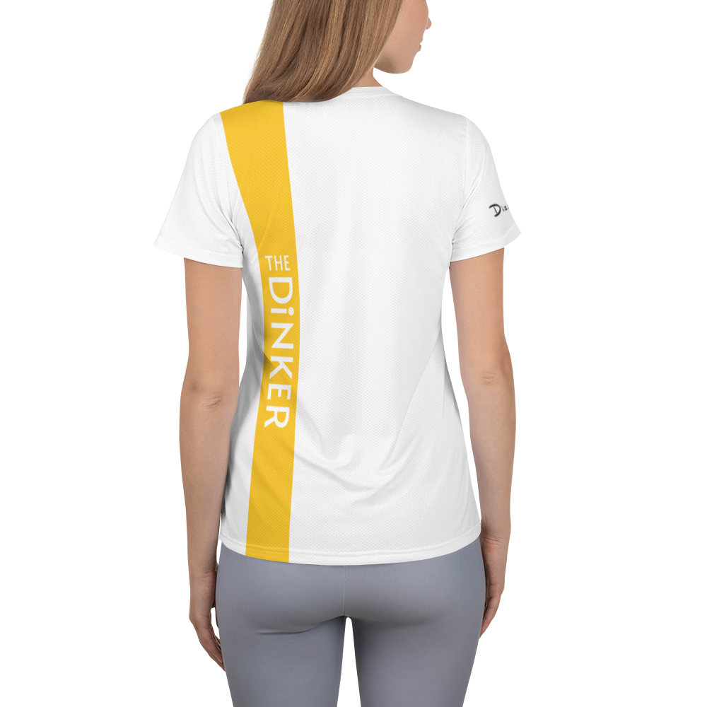 The Dinker in White/Yellow - Women's Athletic T-shirt by Dizzy Pickle
