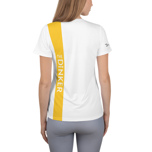 The Dinker in White/Yellow - Women's Athletic T-shirt by Dizzy Pickle