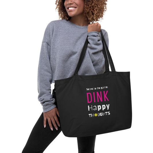 Dizzy Pickle Dink Happy Thoughts on Large Organic Pickleball Tote Bag