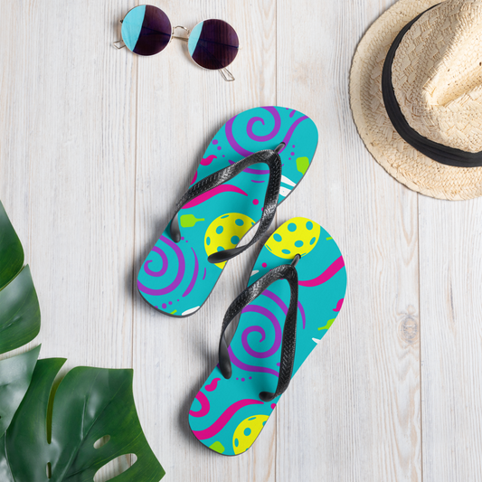 Dizzy Pickle It's Swell Blue Pickleball Flip Flops